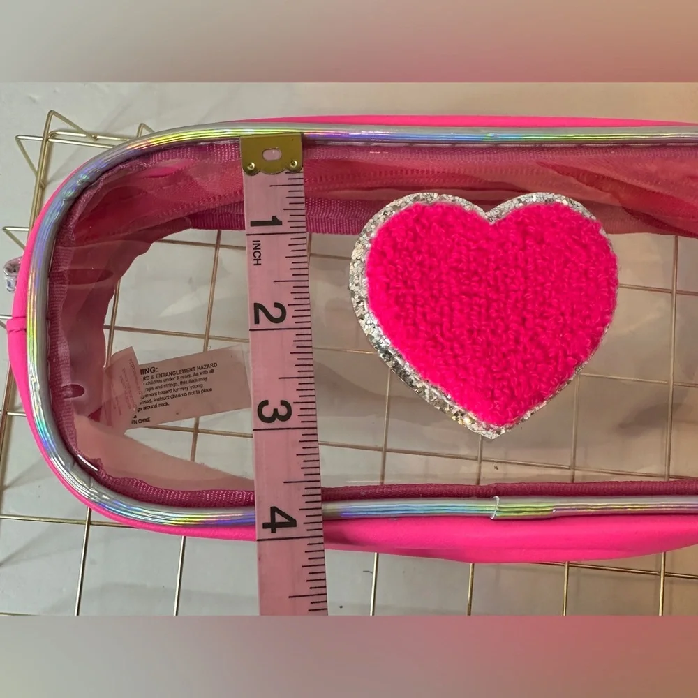 New Squishmallows Squishy Pen Fifi Fox With Clear & Hot Pink Heart Pencil Bag
